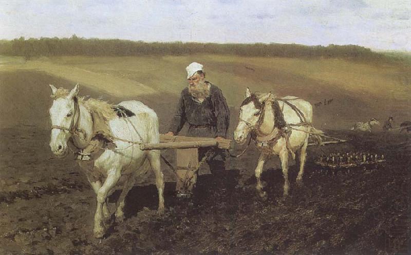 Ilya Repin A Ploughman,Leo Tolstoy Ploughing china oil painting image